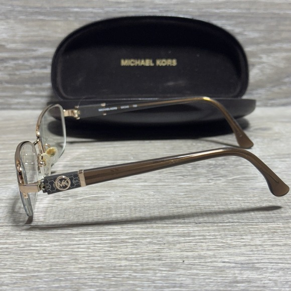 Michael Kors MK340 Eyeglass Frames 52-18-135 Gold Brown Semi Rimless + Case - Picture 5 of 12